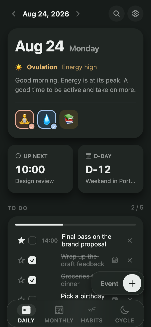 Kiyo dark mode screen