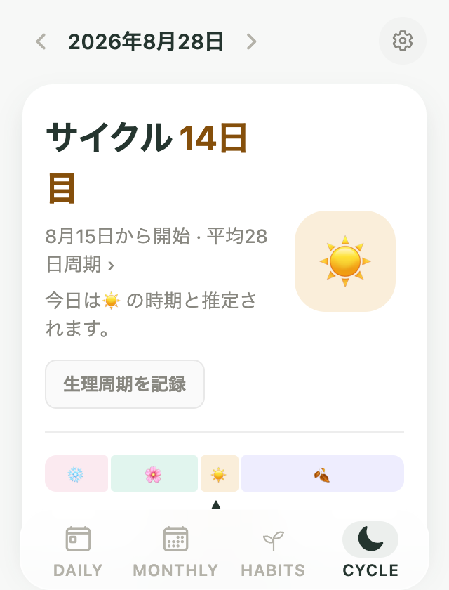 時期の名前を絵文字で隠したプライベートモードの画面